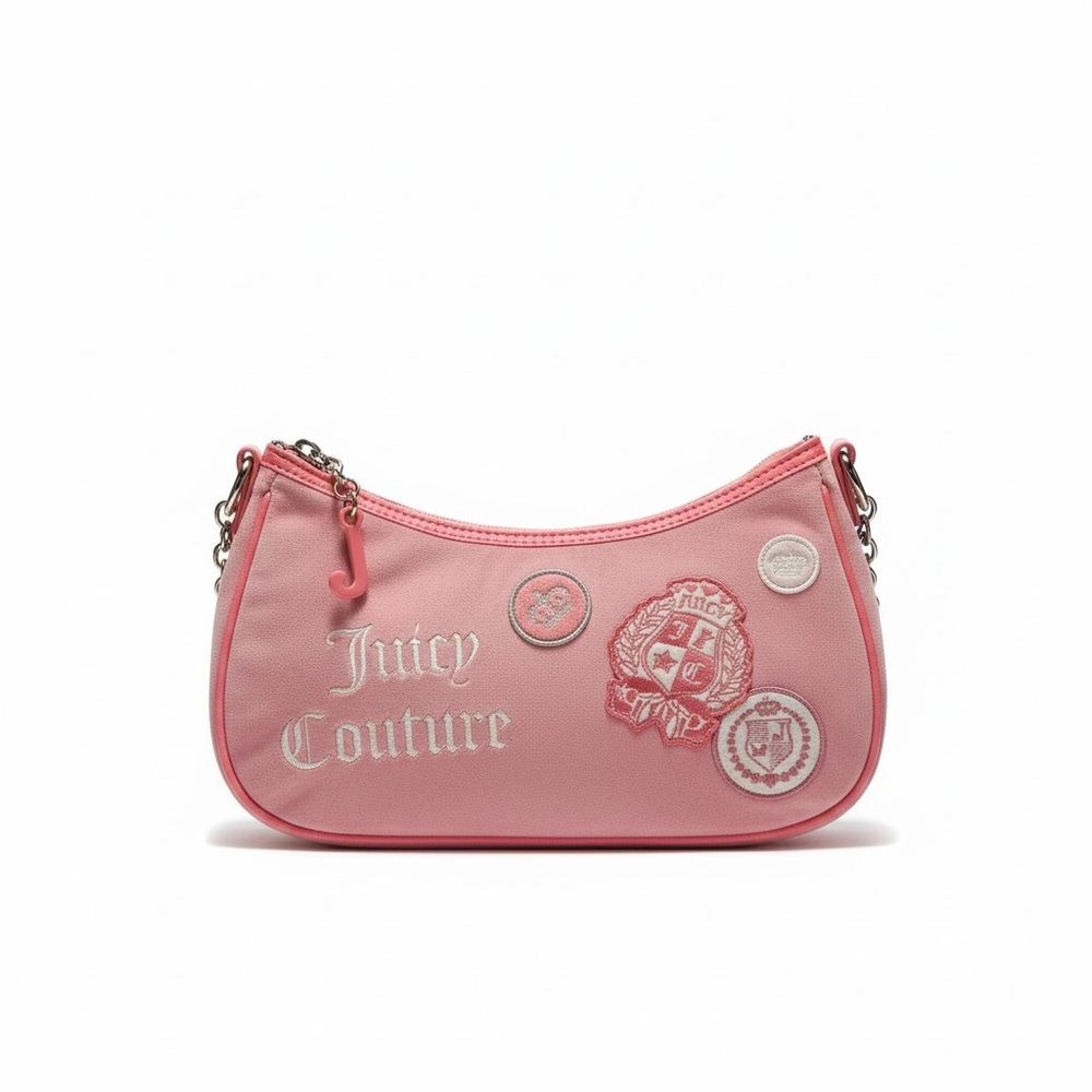 Juicy Couture Cherry Blossom Velvet Blush Pink Shoulder Bag